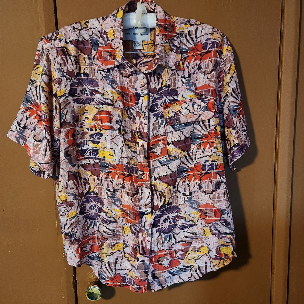 Hattie Carnegie Paris Rome Moscow 100% Silk Short Set Size M